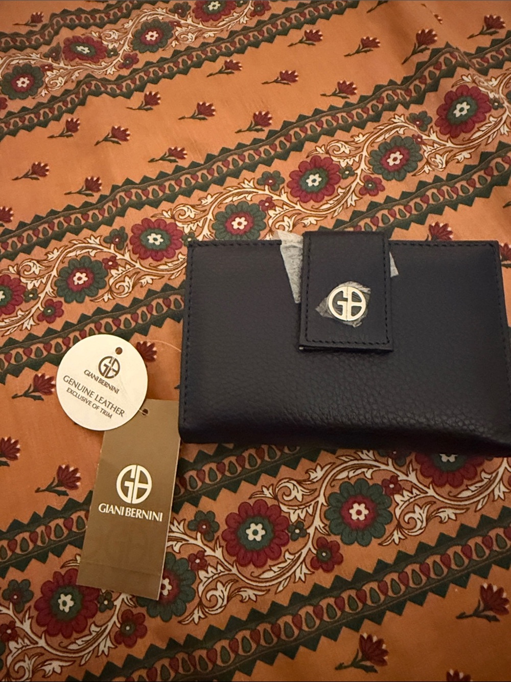 Giani Bernini Royal blue Pebbled Leather Small Wallet with Gold Logo